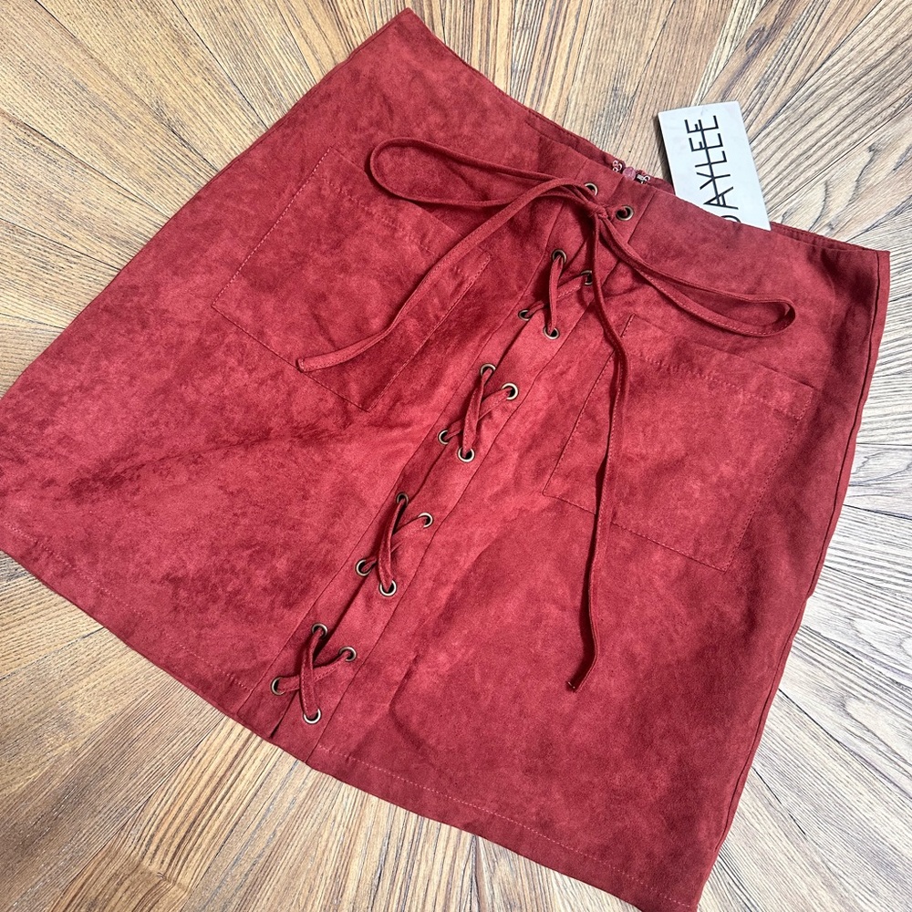 Maroon Suede Mini Skirt